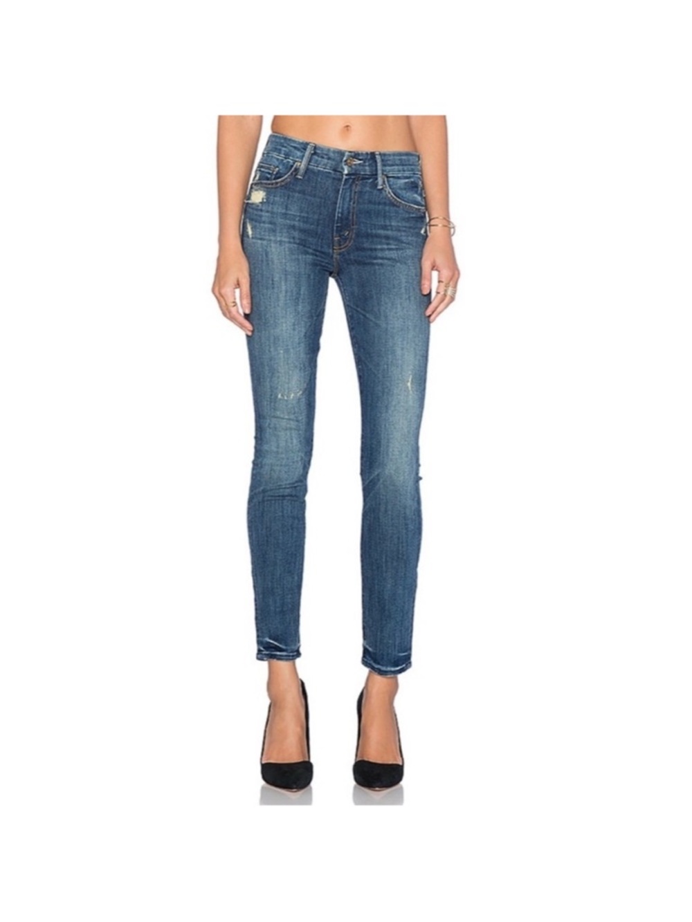 Mother High Waisted Looker Jean Rough it up distressed stretch USA sz 28